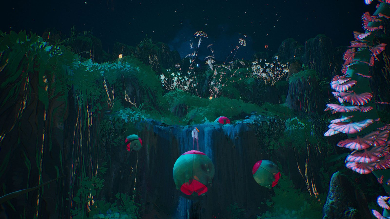 Abelina — a waterfall grove of luminous flora
