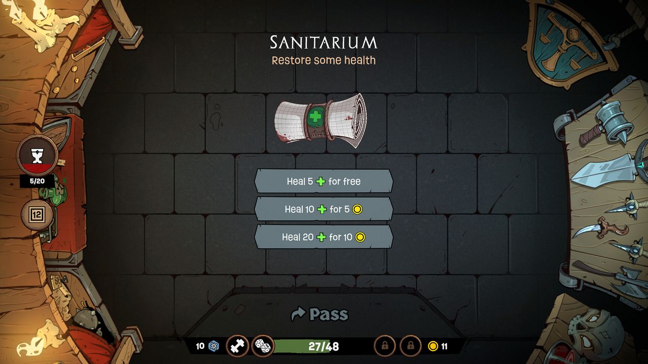 The Sanitarium heal screen in Slots & Slaughter